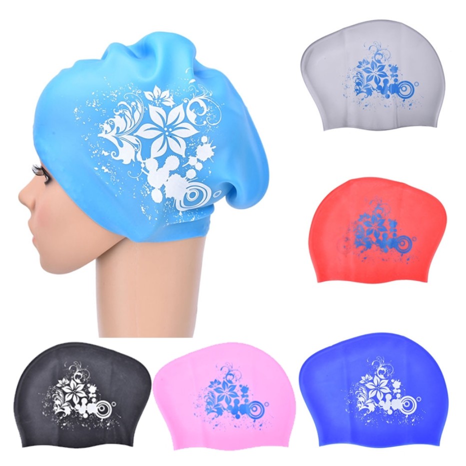 Aquatic Sports Cap - 긴 머리를위한 실리콘 수영 모자 여성용